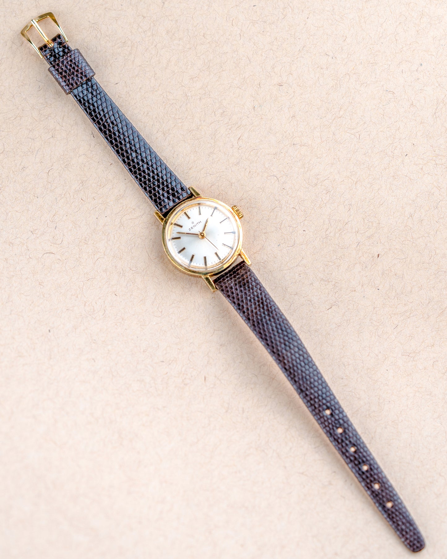 1970'S Vintage Ladies Zenith Time-Only Gold Plated - Silver Dial