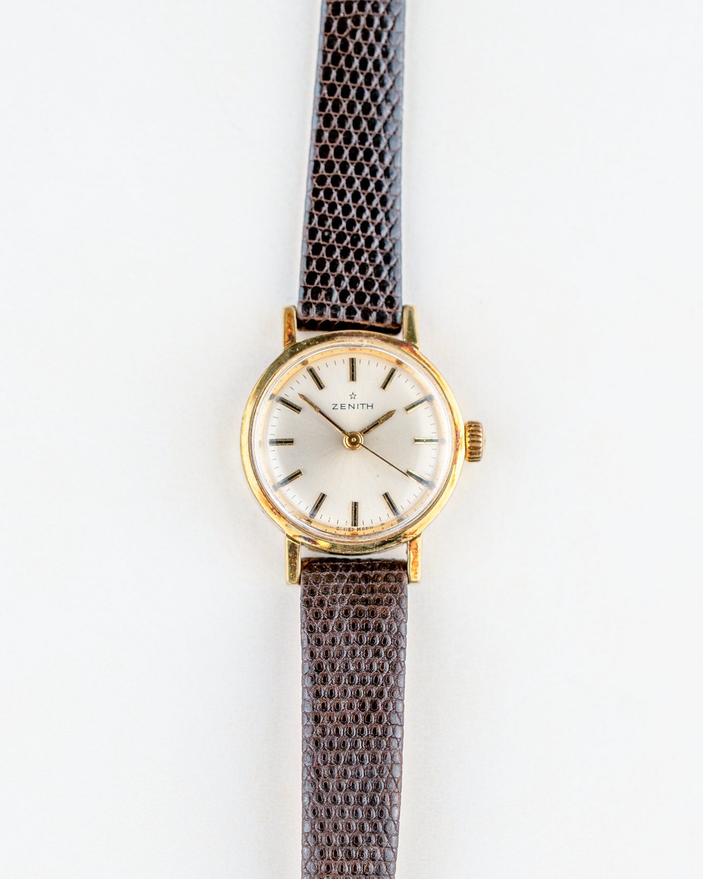 1970'S Vintage Ladies Zenith Time-Only Gold Plated - Silver Dial