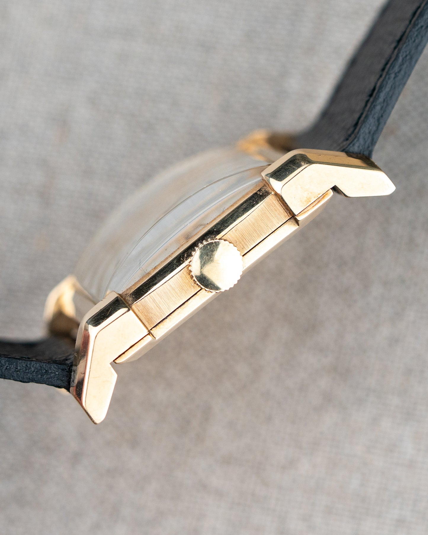 1949 Vintage Longines Solid Gold Rectangle - Fancy Lugs and Silver Dial