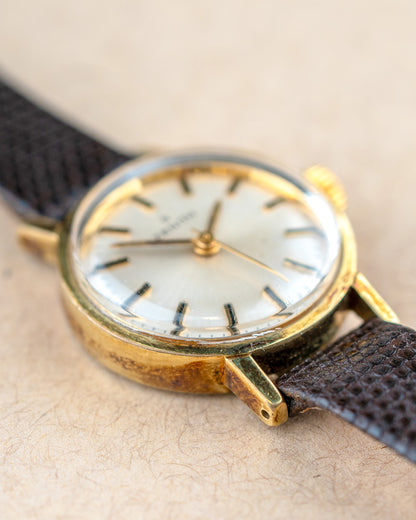 1970'S Vintage Ladies Zenith Time-Only Gold Plated - Silver Dial