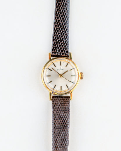1970'S Vintage Ladies Zenith Time-Only Gold Plated - Silver Dial