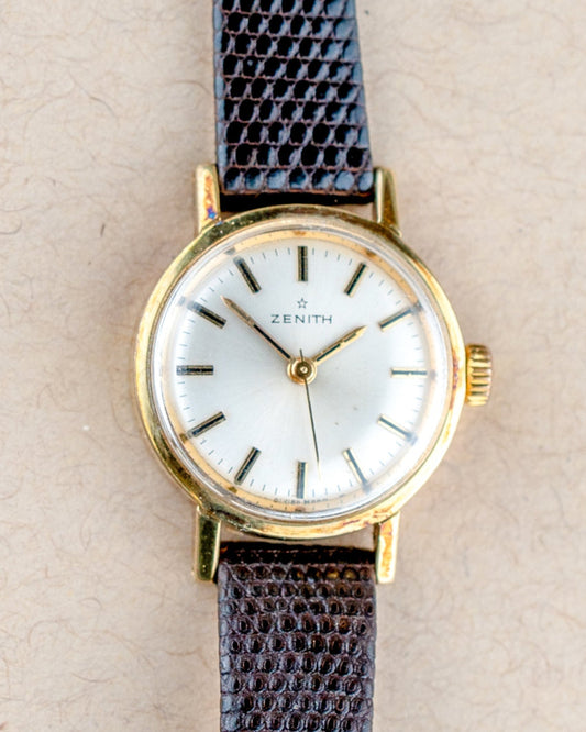 1970'S Vintage Ladies Zenith Time-Only Gold Plated - Silver Dial
