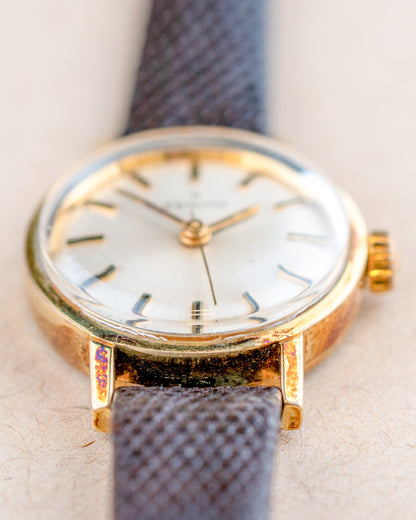 1970'S Vintage Ladies Zenith Time-Only Gold Plated - Silver Dial