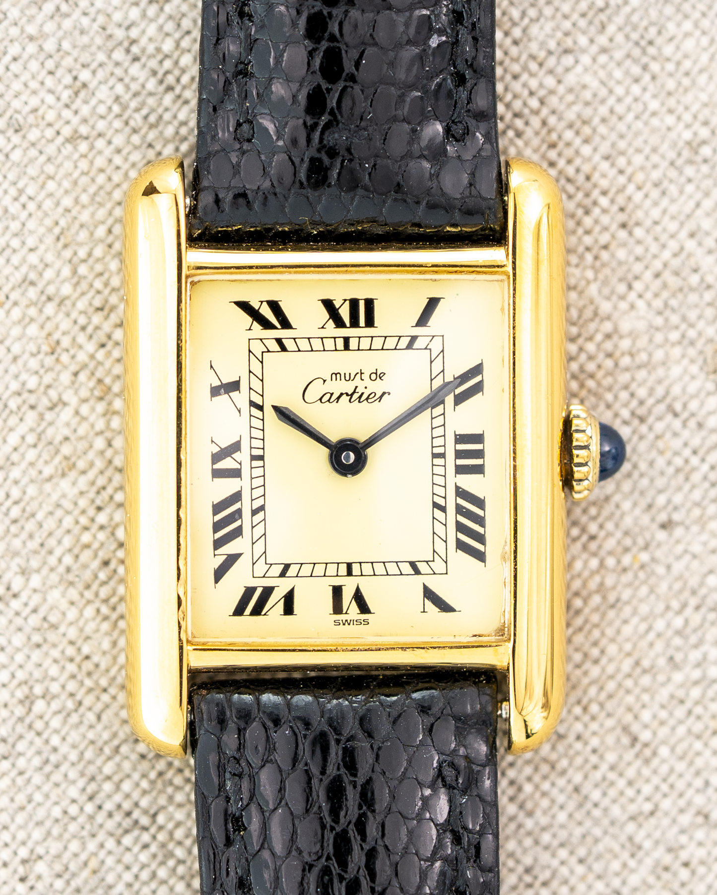 1980's Vintage Cartier Tank Must de Vermeil Small Model - Roman Numeral 'Lemon Dial'