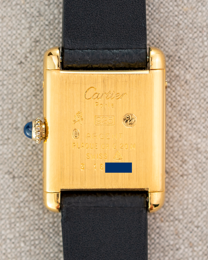 1980's Vintage Cartier Tank Must de Vermeil Small Model - Roman Numeral 'Lemon Dial'