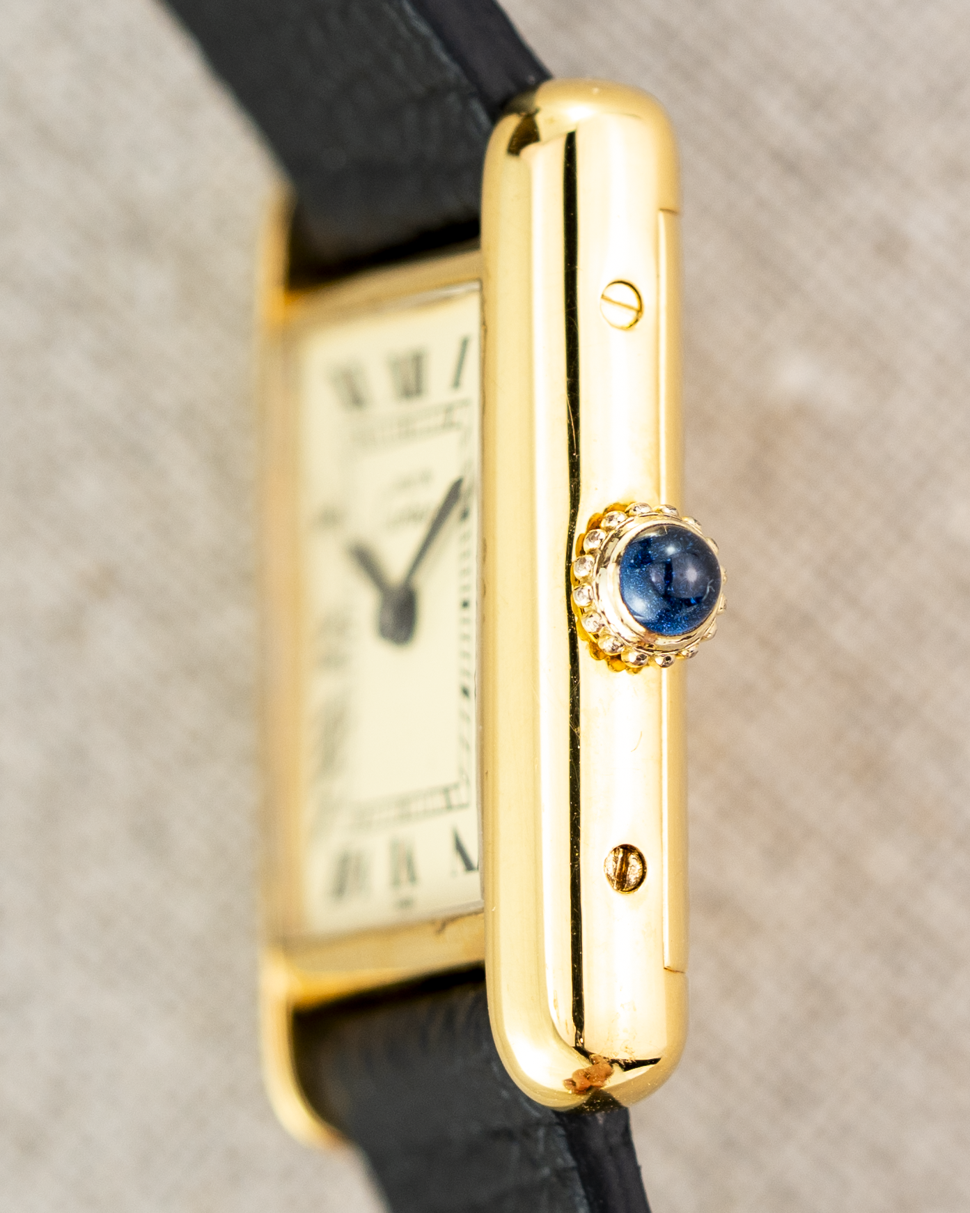 1980's Vintage Cartier Tank Must de Vermeil Small Model - Roman Numeral 'Lemon Dial'