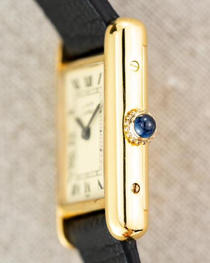 1980's Vintage Cartier Tank Must de Vermeil Small Model - Roman Numeral 'Lemon Dial'