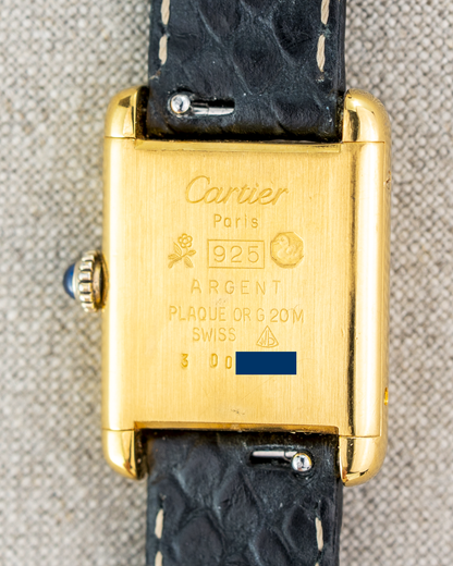 1980's Vintage Cartier Tank Must de Vermeil Small Model - Roman Numeral 'Lemon Dial'