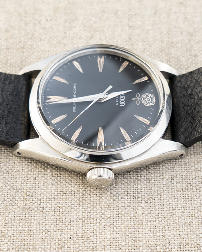 1962 Vintage Tudor Oyster Shock-Resisting Ref. 7934 - Matte Black 'Big Rose' Dial