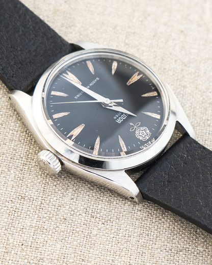 1962 Vintage Tudor Oyster Shock-Resisting Ref. 7934 - Matte Black 'Big Rose' Dial