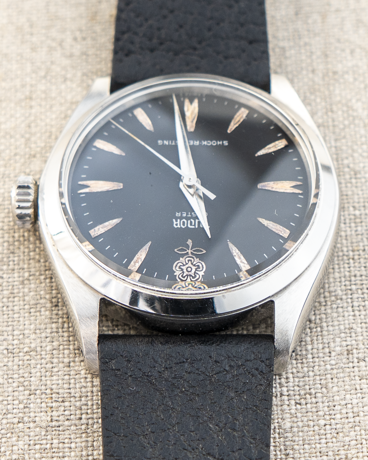 1962 Vintage Tudor Oyster Shock-Resisting Ref. 7934 - Matte Black 'Big Rose' Dial
