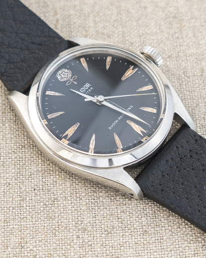 1962 Vintage Tudor Oyster Shock-Resisting Ref. 7934 - Matte Black 'Big Rose' Dial