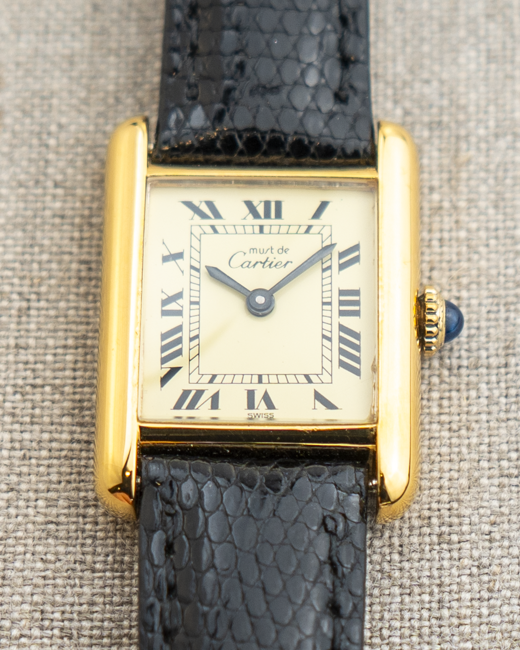 1980's Vintage Cartier Tank Must de Vermeil Small Model - Roman Numeral 'Lemon Dial'