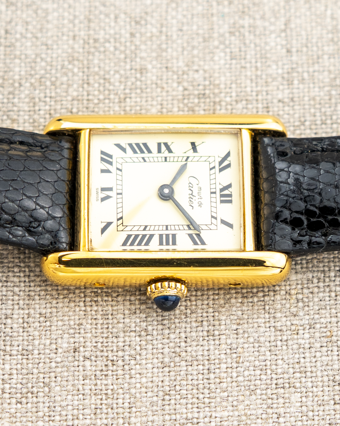 1980's Vintage Cartier Tank Must de Vermeil Small Model - Roman Numeral 'Lemon Dial'