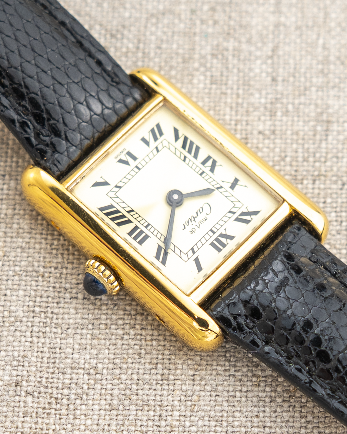 1980's Vintage Cartier Tank Must de Vermeil Small Model - Roman Numeral 'Lemon Dial'