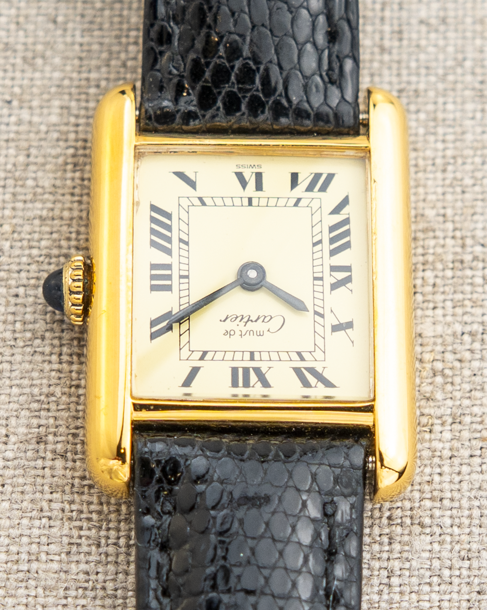 1980's Vintage Cartier Tank Must de Vermeil Small Model - Roman Numeral 'Lemon Dial'