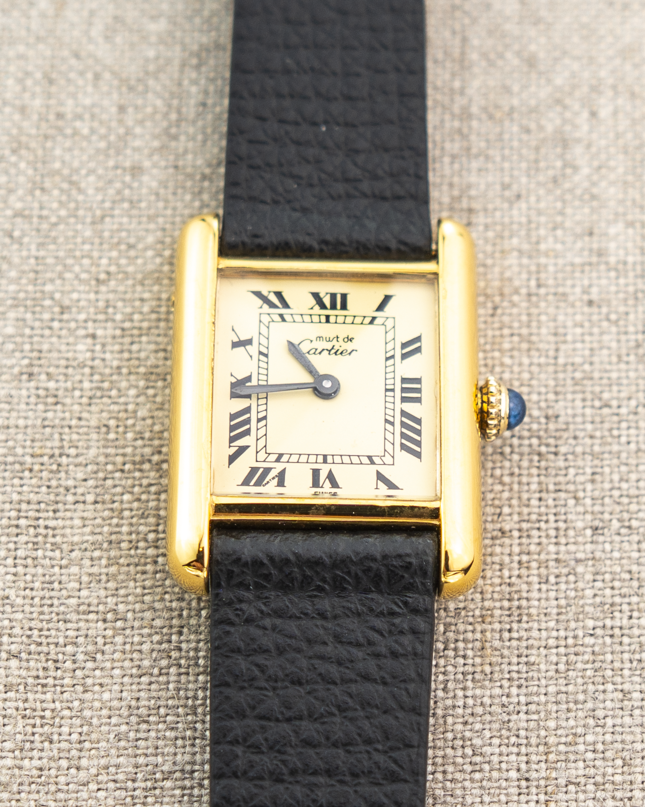 1980's Vintage Cartier Tank Must de Vermeil Small Model - Roman Numeral 'Lemon Dial'