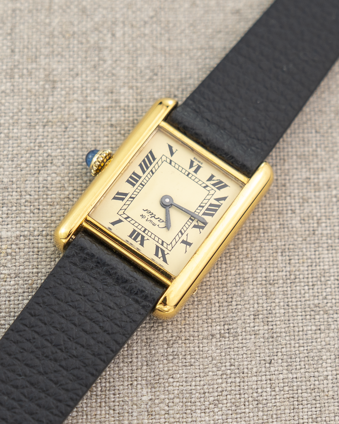 1980's Vintage Cartier Tank Must de Vermeil Small Model - Roman Numeral 'Lemon Dial'