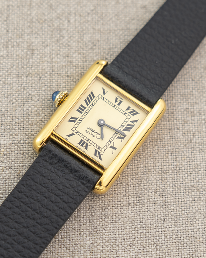 1980's Vintage Cartier Tank Must de Vermeil Small Model - Roman Numeral 'Lemon Dial'