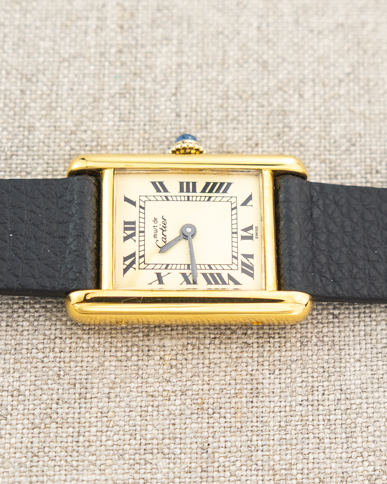 1980's Vintage Cartier Tank Must de Vermeil Small Model - Roman Numeral 'Lemon Dial'