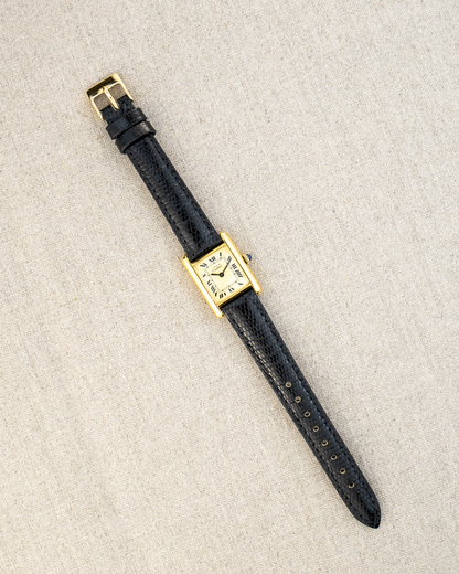 1980's Vintage Cartier Tank Must de Vermeil Small Model - Roman Numeral 'Lemon Dial'