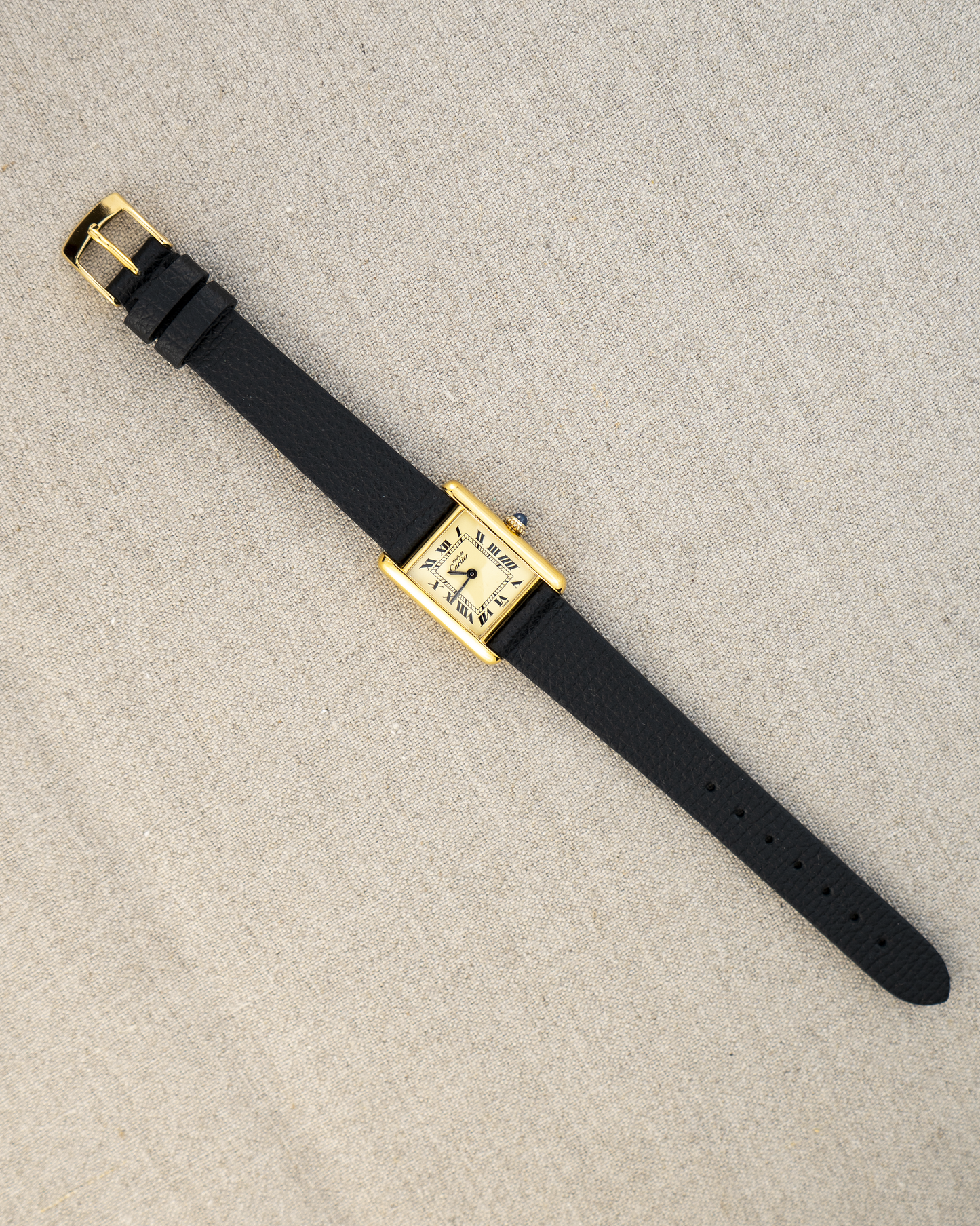 1980's Vintage Cartier Tank Must de Vermeil Small Model - Roman Numeral 'Lemon Dial'