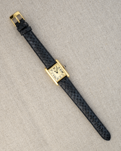 1980's Vintage Cartier Tank Must de Vermeil Small Model - Roman Numeral 'Lemon Dial'