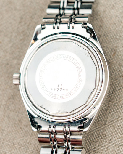 1970's Vintage Longines Admiral 'Oval' Style Bracelet - Silver Vertical Brush Dial