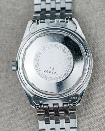 1970's Vintage Longines Admiral 'Brick' Style Bracelet - Silver Vertical Brush Dial