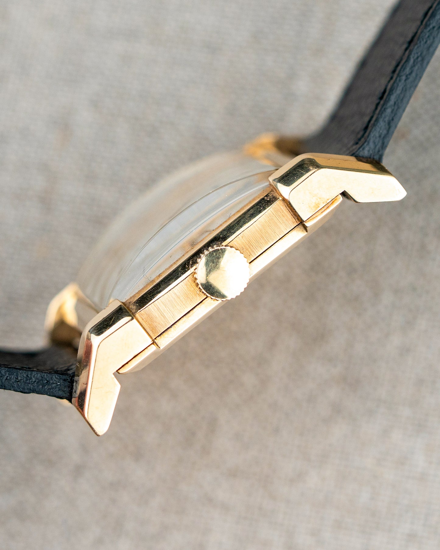 1949 Vintage Longines Solid Gold Rectangle - Fancy Lugs and Silver Dial