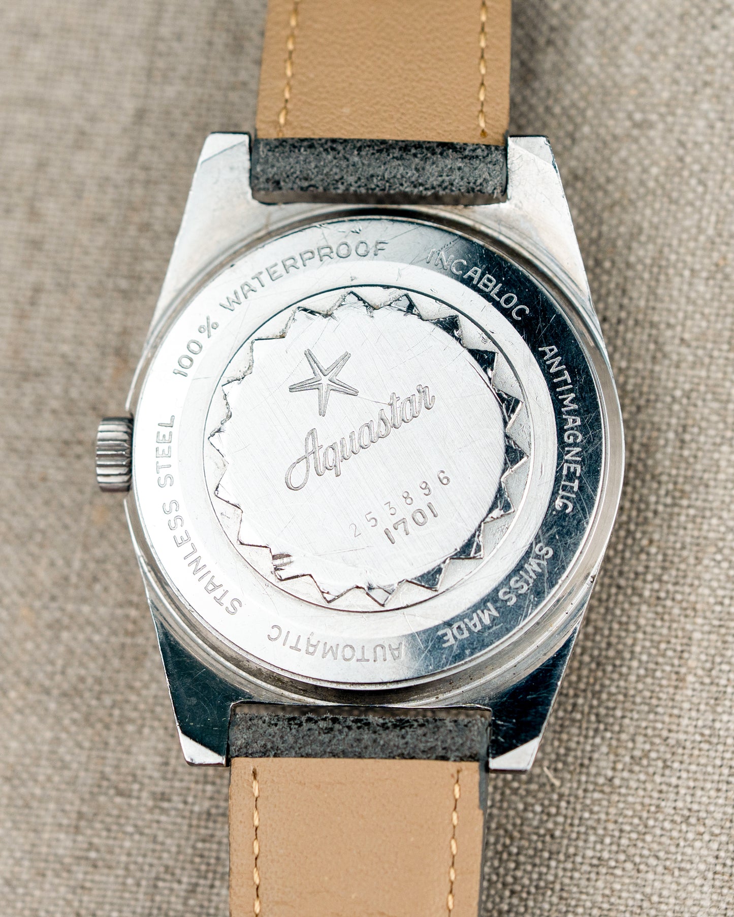 1960's Vintage Aquastar Ref. 1701 - Ghosty-Gray 'Starfish' Sunburst Dial