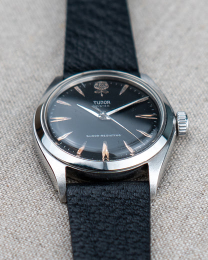 1962 Vintage Tudor Oyster Shock-Resisting Ref. 7934 - Matte Black 'Big Rose' Dial
