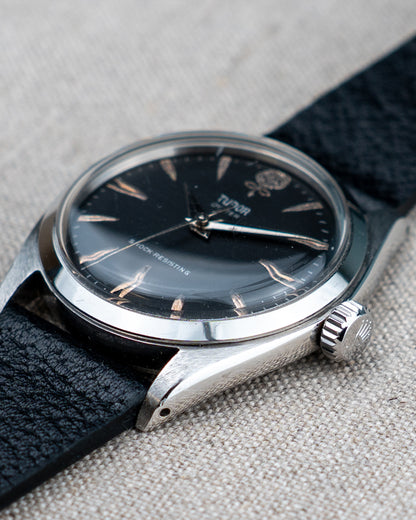 1962 Vintage Tudor Oyster Shock-Resisting Ref. 7934 - Matte Black 'Big Rose' Dial