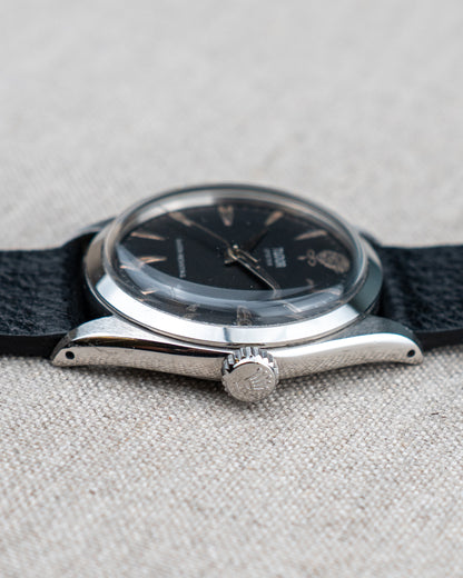1962 Vintage Tudor Oyster Shock-Resisting Ref. 7934 - Matte Black 'Big Rose' Dial