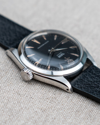 1962 Vintage Tudor Oyster Shock-Resisting Ref. 7934 - Matte Black 'Big Rose' Dial