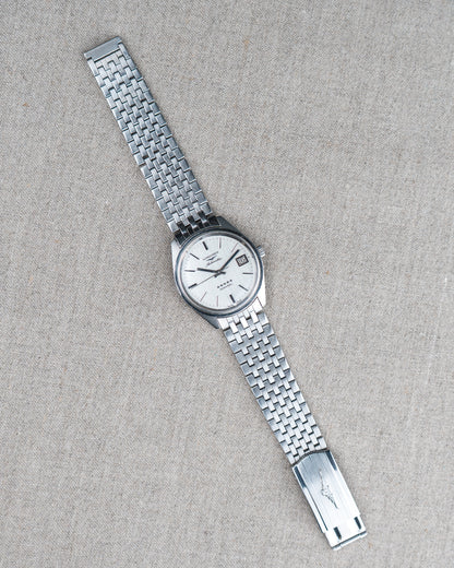 1970's Vintage Longines Admiral 'Brick' Style Bracelet - Silver Vertical Brush Dial