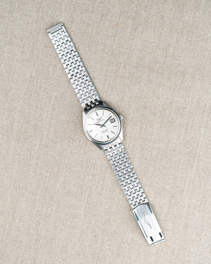 1970's Vintage Longines Admiral 'Brick' Style Bracelet - Silver Vertical Brush Dial