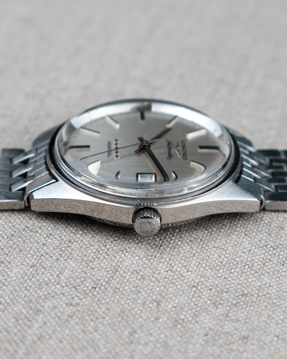1970's Vintage Longines Admiral 'Brick' Style Bracelet - Silver Vertical Brush Dial
