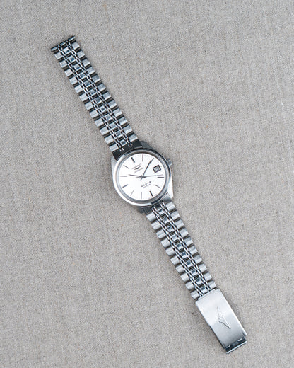 1970's Vintage Longines Admiral 'Oval' Style Bracelet - Silver Vertical Brush Dial