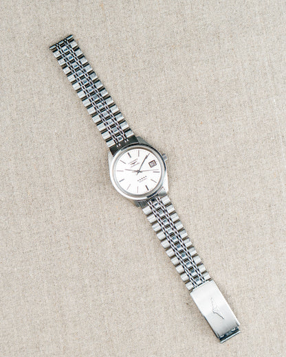 1970's Vintage Longines Admiral 'Oval' Style Bracelet - Silver Vertical Brush Dial