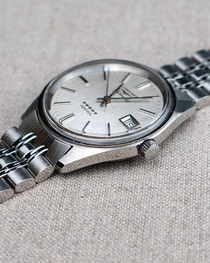 1970's Vintage Longines Admiral 'Oval' Style Bracelet - Silver Vertical Brush Dial