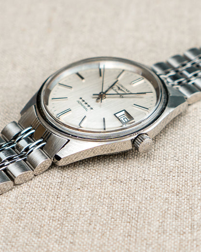 1970's Vintage Longines Admiral 'Oval' Style Bracelet - Silver Vertical Brush Dial