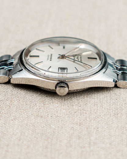 1970's Vintage Longines Admiral 'Oval' Style Bracelet - Silver Vertical Brush Dial