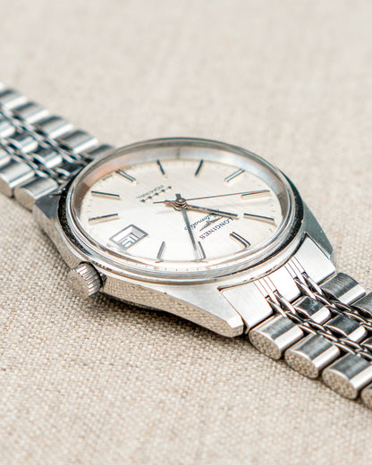 1970's Vintage Longines Admiral 'Oval' Style Bracelet - Silver Vertical Brush Dial