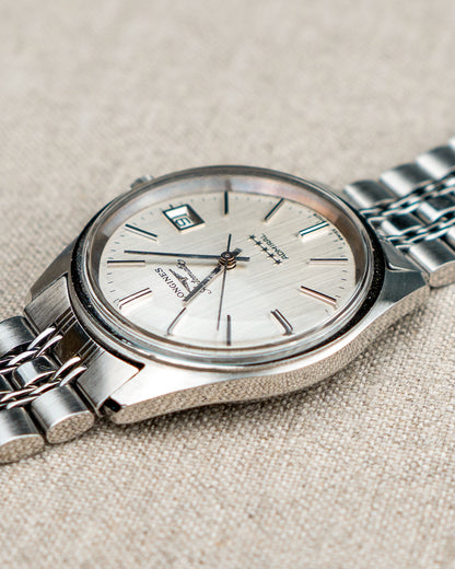 1970's Vintage Longines Admiral 'Oval' Style Bracelet - Silver Vertical Brush Dial