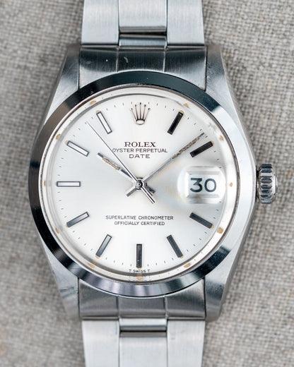 1974 Vintage Rolex Date Ref. 1500 - Silver Dial with Box and Inserts