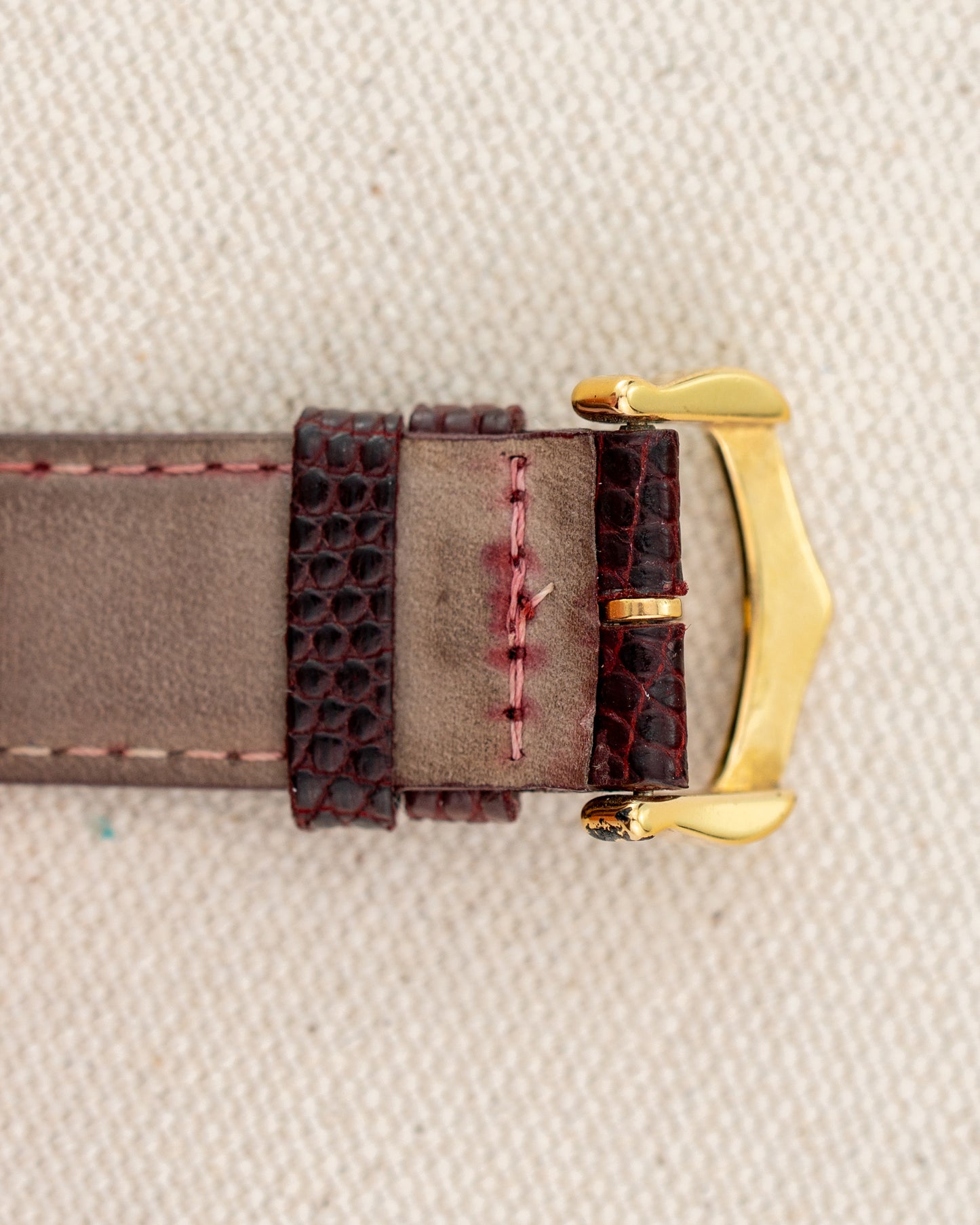 1990's Vintage Cartier Tank Must de Vermeil Large Model Ref. 681008 - Burgundy Red Dial