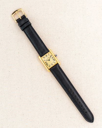 1980's Vintage Cartier Tank Must de Vermeil Large Model - Roman Numeral 'Lemon Dial'