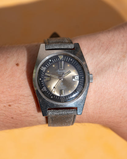 1960's Vintage Aquastar Ref. 1701 - Ghosty-Gray 'Starfish' Sunburst Dial