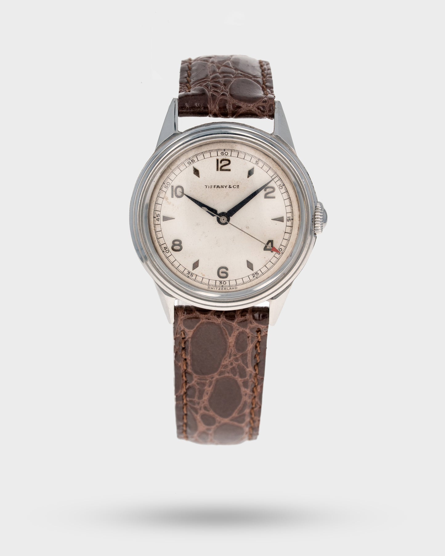 1940's Vintage Tiffany & Co. Borgel Case	Ref. 18625 - Silver Dial with Red Arrow Hand